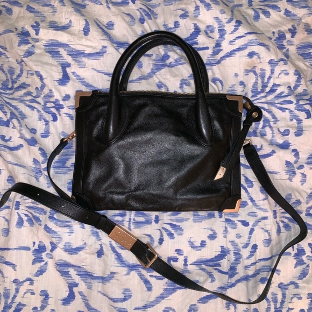Foley & Corinna Black Leather Frame Satchel